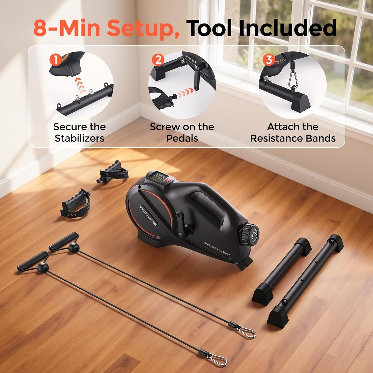 under Desk Bike Pedal Exerciser - Magnetic Mini Exercise Bike, Desk Pedal Bike for Home/Office Workout