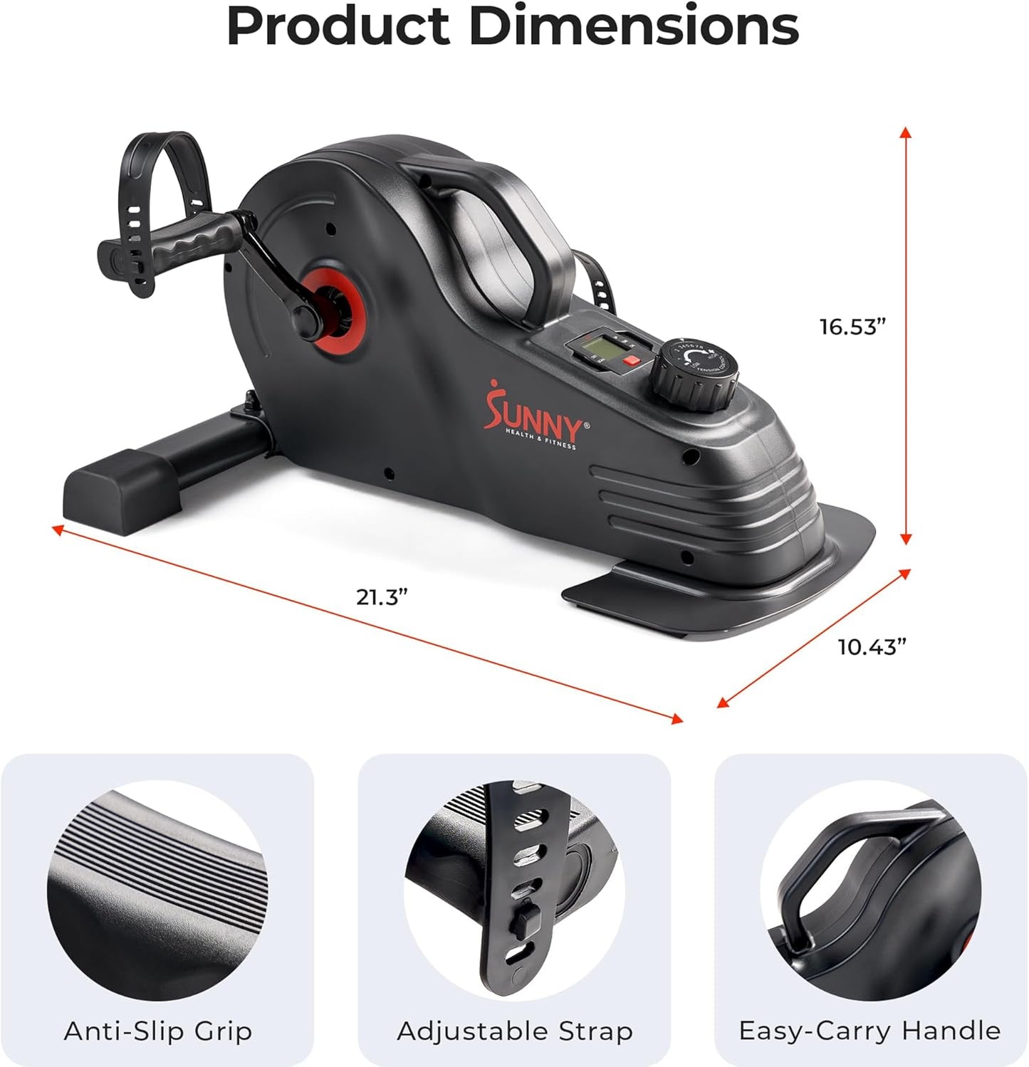 Dual Function under Desk Pedal Exerciser, Portable Indoor Cardio Mini Bike at Home, Arm/Leg Cycle for Seniors, Optional Magnetic, Motorized & Free Sunnyfit App Bluetooth Connect