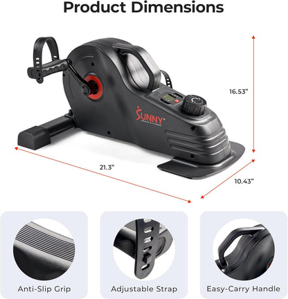 Dual Function under Desk Pedal Exerciser, Portable Indoor Cardio Mini Bike at Home, Arm/Leg Cycle for Seniors, Optional Magnetic, Motorized & Free Sunnyfit App Bluetooth Connect
