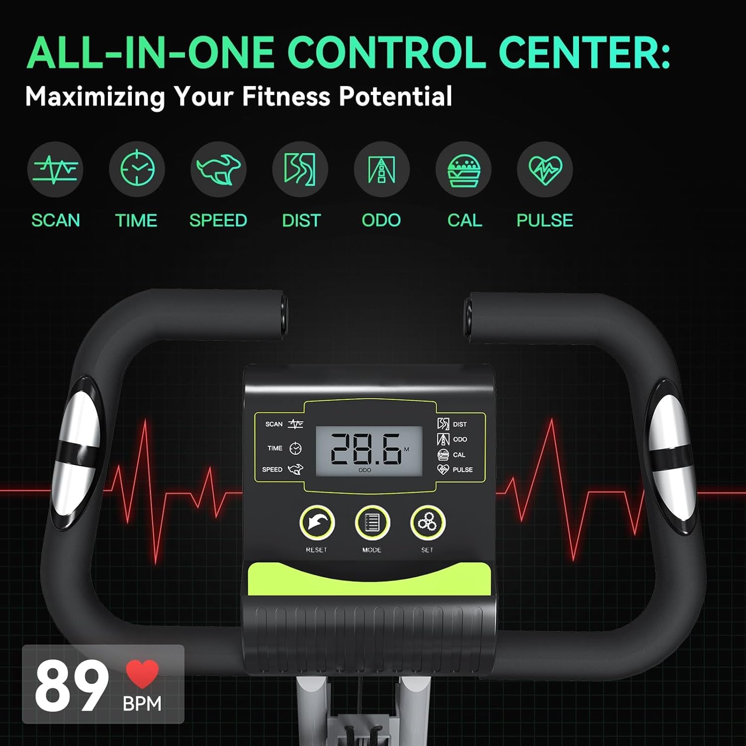 Foldable Exercise Bike Stationary Bikes for Home, 5 in 1 Indoor Workout Bike, Cycling Bike with 16-Level Quiet Magnetic Resistance, 6.6 LBS Flywheel and 300LBS Capacity for Senior and Home Workout