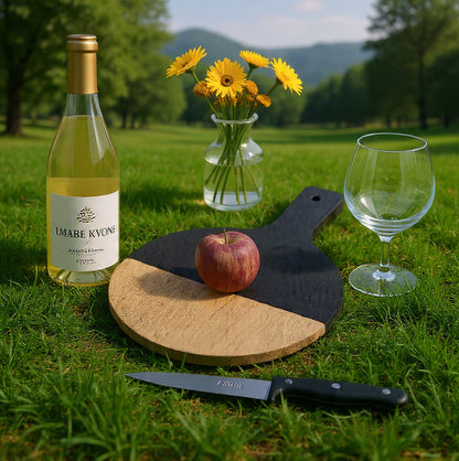 Marble & Acacia Wood Classic Wine and Cheese Serving Board