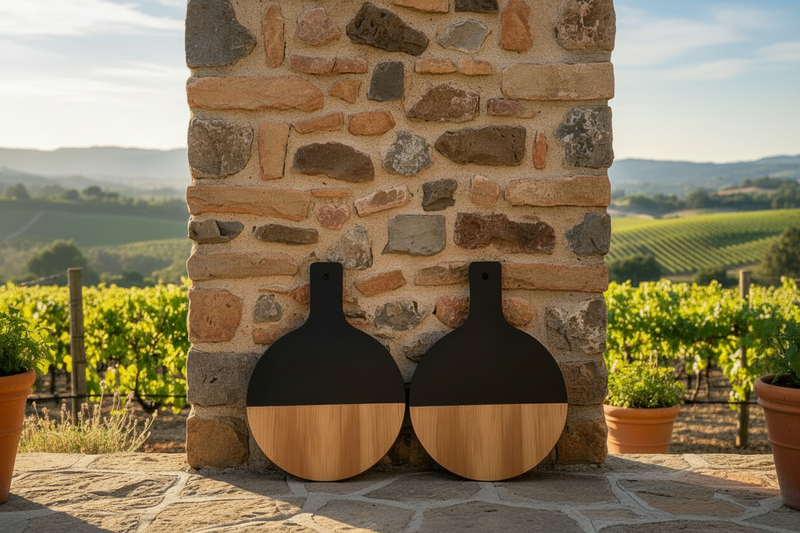 Boards on Stone Wall with Napa Vista