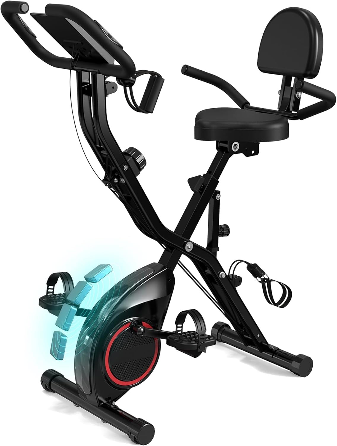 Foldable Exercise Bike Stationary Bikes for Home, 5 in 1 Indoor Workout Bike, Cycling Bike with 16-Level Quiet Magnetic Resistance, 6.6 LBS Flywheel and 300LBS Capacity for Senior and Home Workout