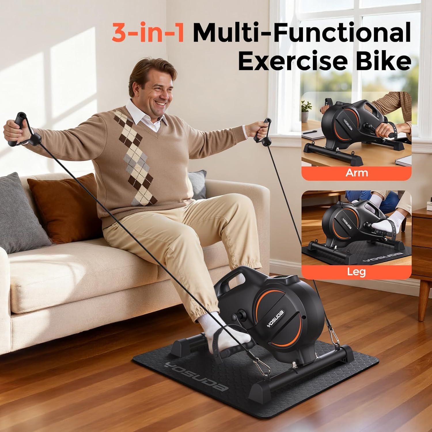 under Desk Bike Pedal Exerciser - Magnetic Mini Exercise Bike, Desk Pedal Bike for Home/Office Workout