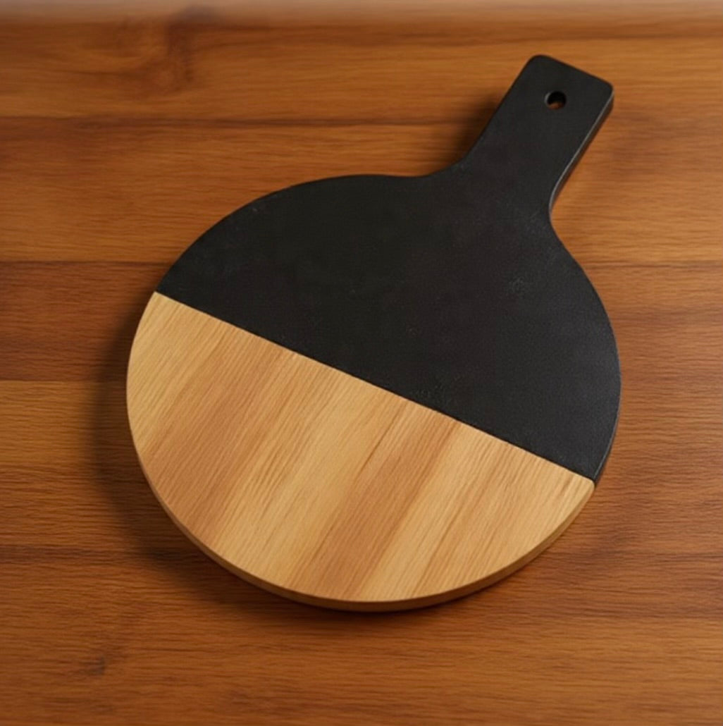 Marble & Acacia Wood Classic Wine and Cheese Serving Board