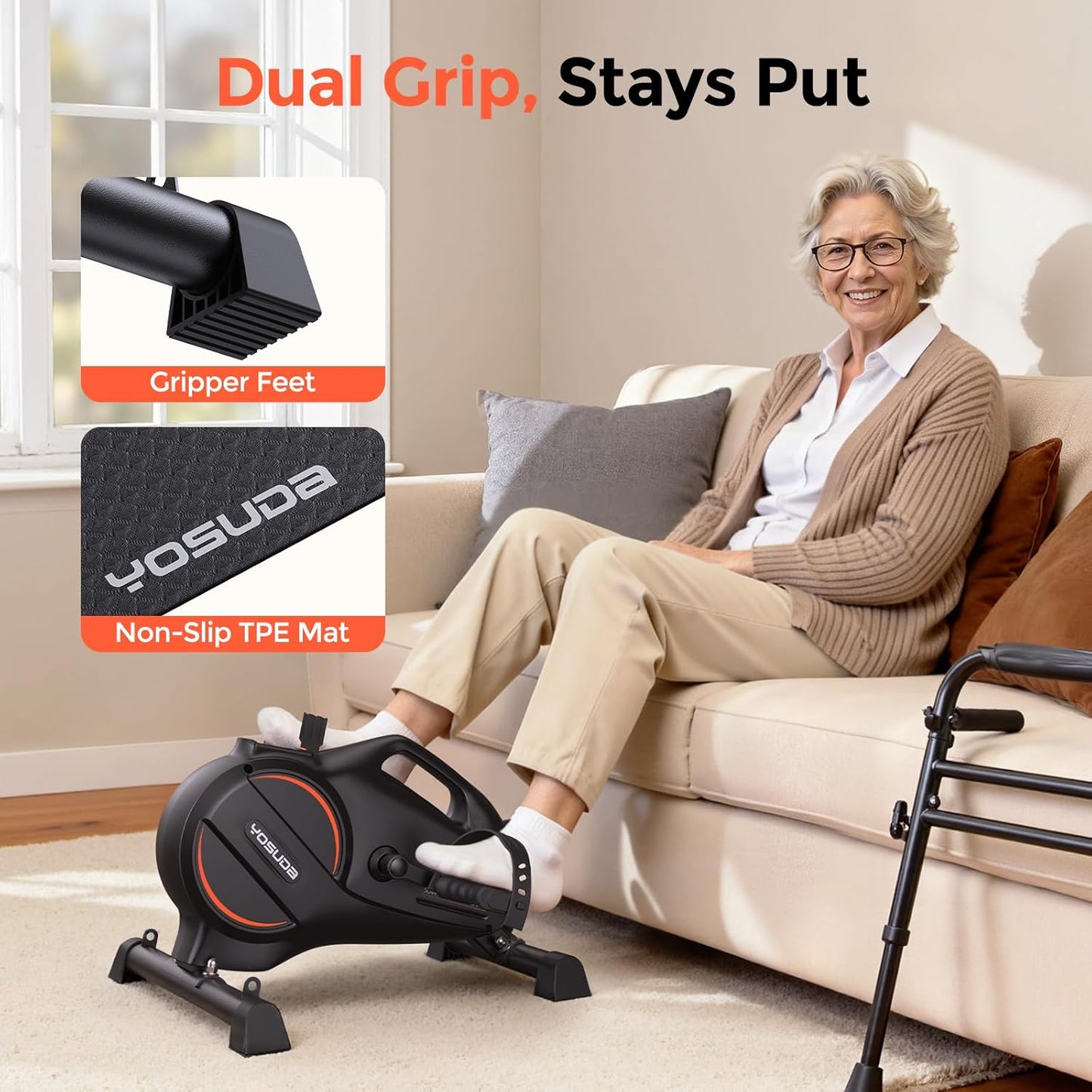 under Desk Bike Pedal Exerciser - Magnetic Mini Exercise Bike, Desk Pedal Bike for Home/Office Workout