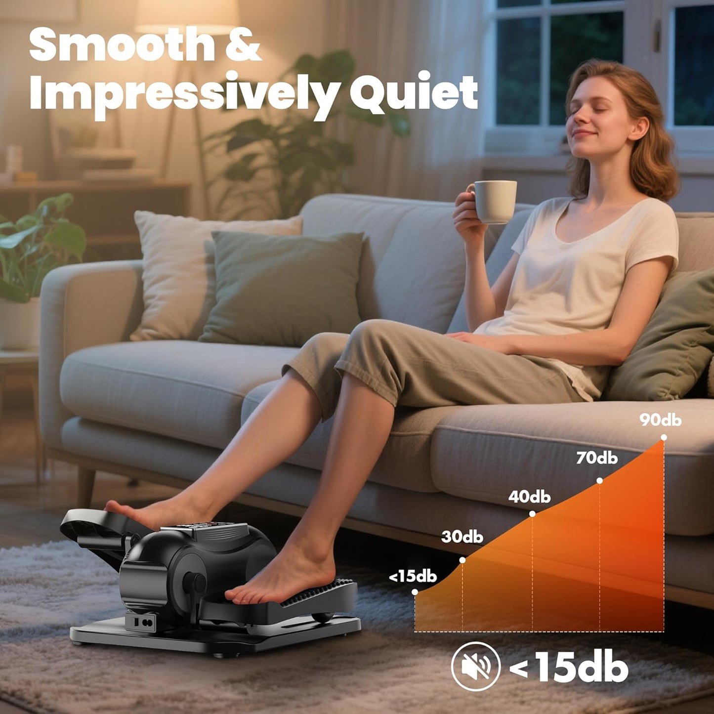 Under Desk Elliptical Machine, Elliptical Leg Exerciser as Seen on TV for Senior with Remote Control, Portable Quiet Electric Seated Pedal and 12 Adjustable Speed, Black