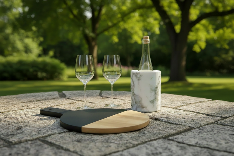 Outdoor wine scene without bread