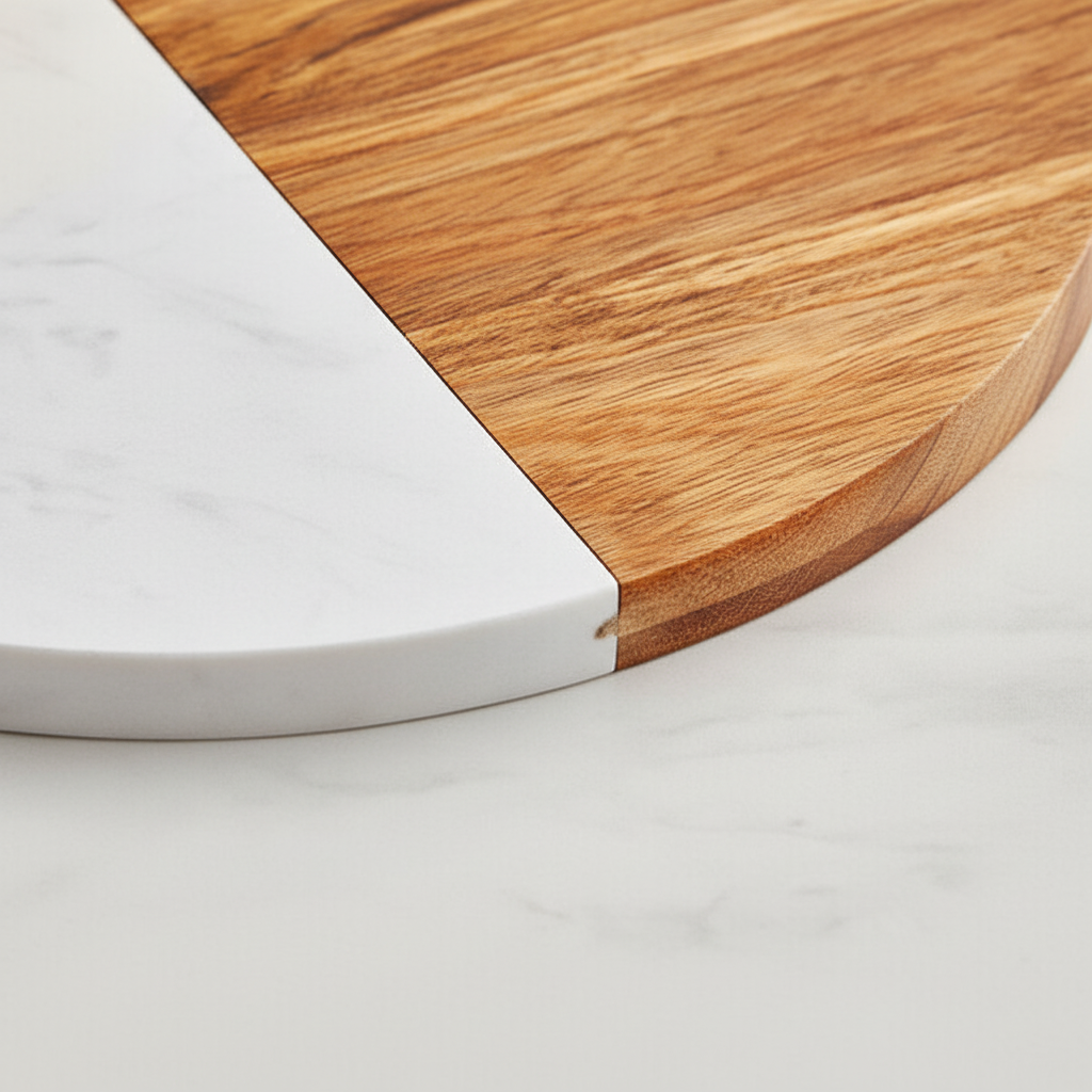 Marble & Acacia Wood Classic Wine and Cheese Serving Board