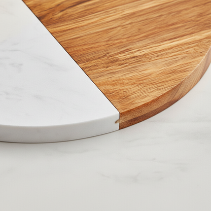 Marble & Acacia Wood Classic Wine and Cheese Serving Board